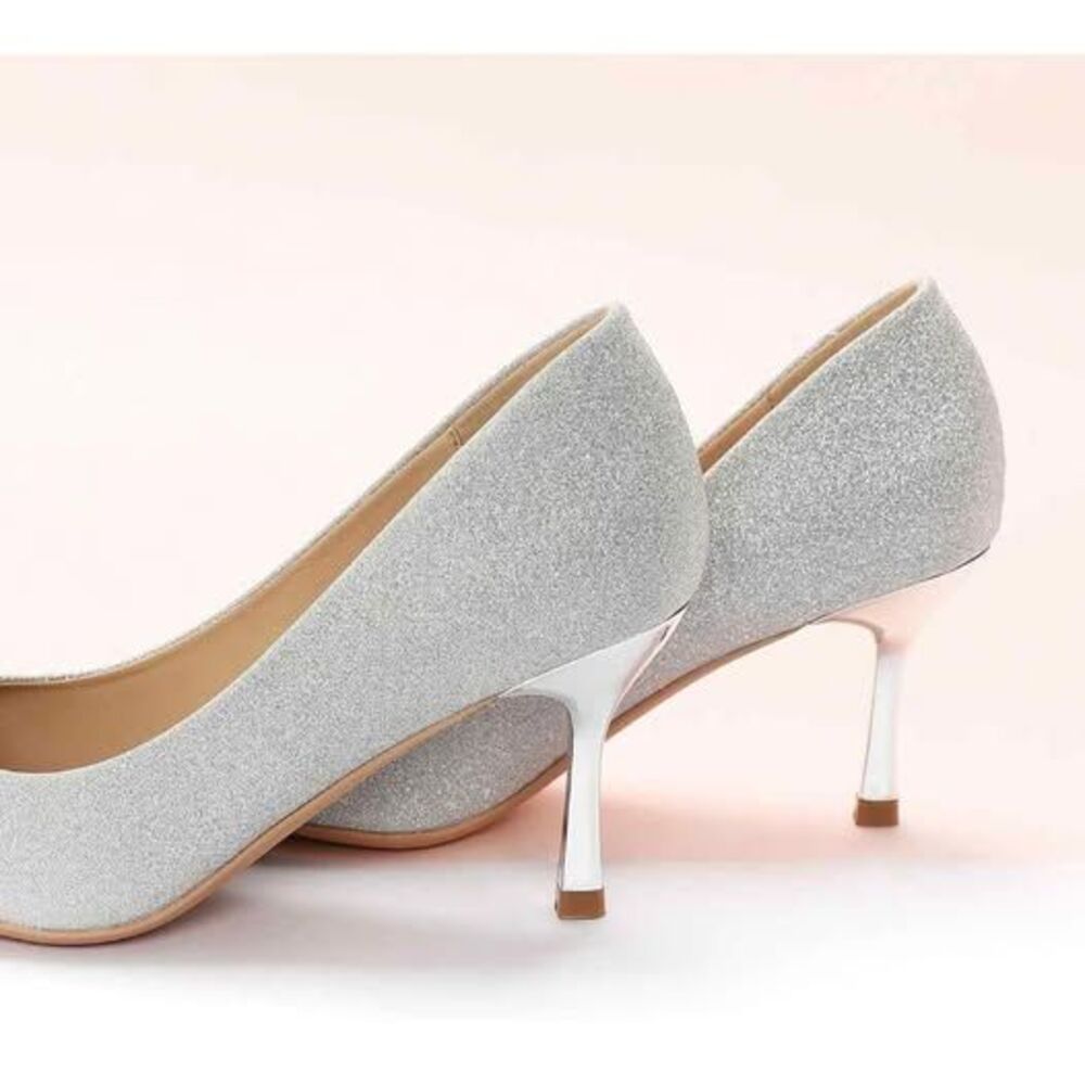 C.Paravano Sparkly Pointed Toe Heel Glitter Heel … - image 3